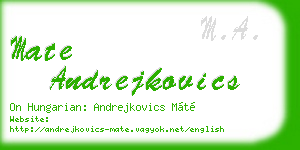mate andrejkovics business card