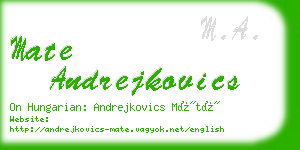 mate andrejkovics business card